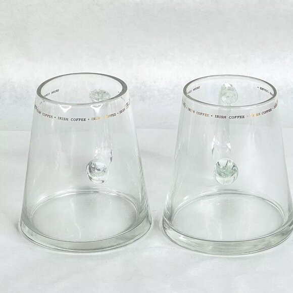 Vintage Irish Coffee Mugs Glass Cups Gold Letters Set of 4 Clear Barware Glass - Picture 3 of 10